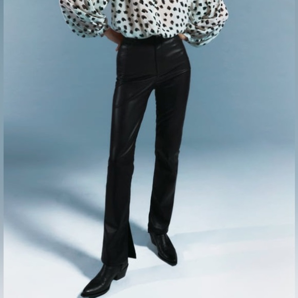Zara Faux Leather Flared Slim Pants